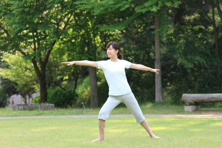 日本女人外面做瑜伽战士 Ii 构成