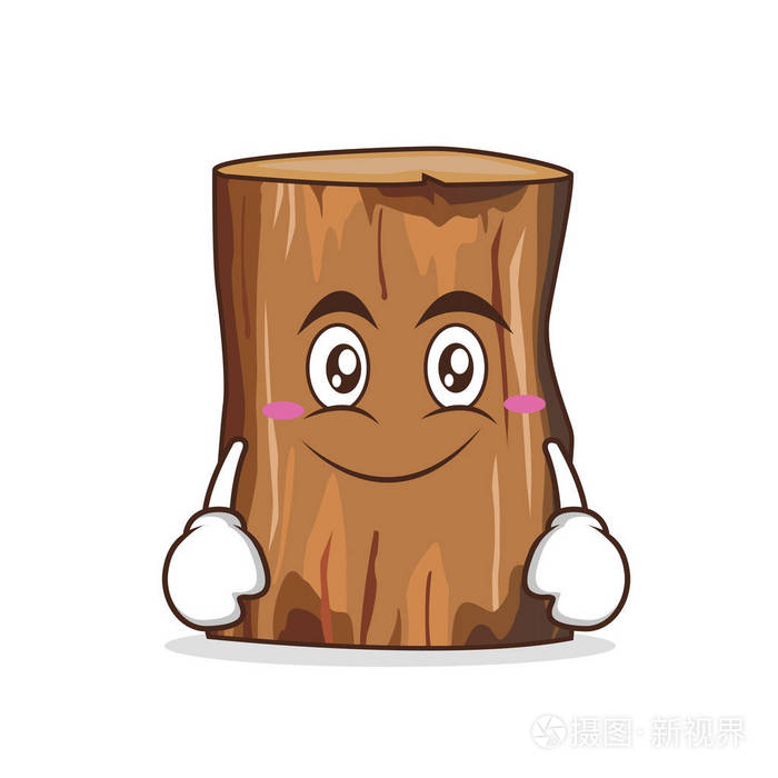 微笑树树干字符卡通