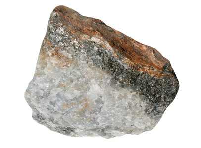 与白色背景上的硫化物石英