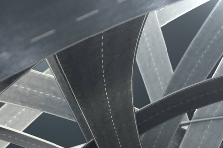 一条错综复杂的道路的概念, 没有尽头也没有开始.