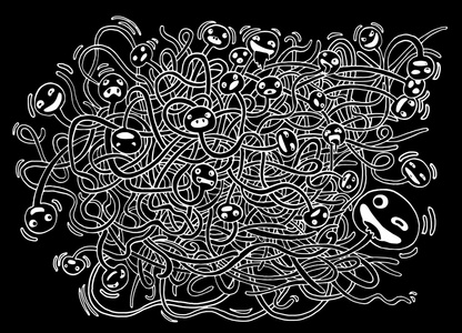 hipster手画疯狂涂鸦怪物细菌细菌绘图