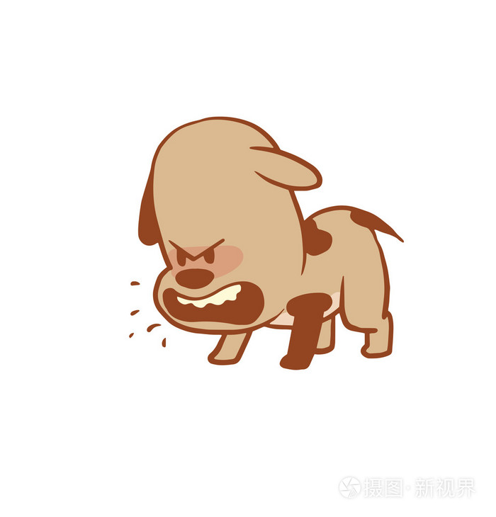 有趣的小愤怒的狗吠叫颜色图像