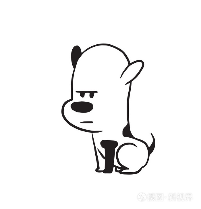 有趣的小狗坐着严肃的单色风格插画-正版商用图片0rtyrc-摄图新视界