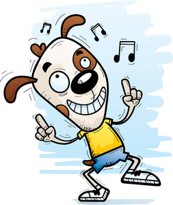 一只狗跳舞的卡通插图照片