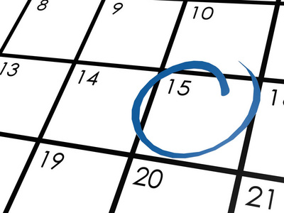 蓝色标记带圆圈的日历