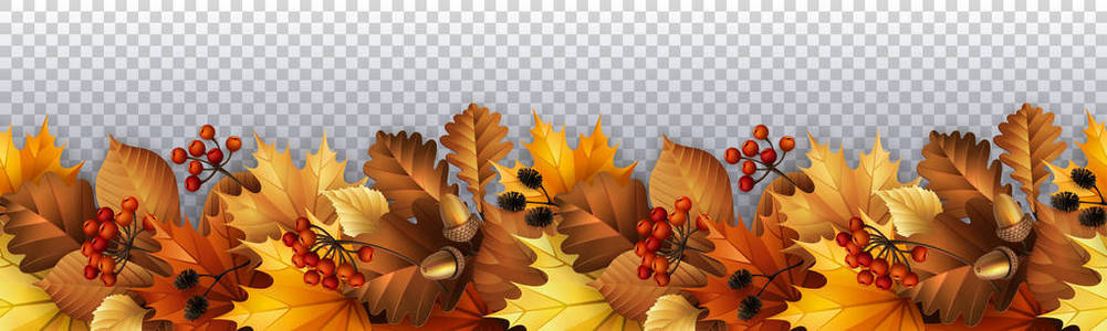 向量例证秋天无缝花环与叶子莓果和锥体。Eps 10