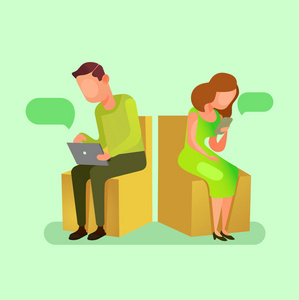 在线沟通概念平面卡通图形设计插图照片