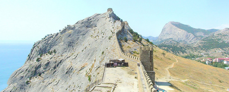 美丽的克里米亚海湾小镇全景