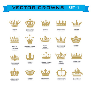创造性的国王 王后 公主 教皇冠矢量合集