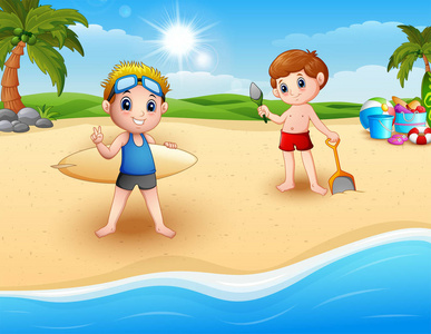 沙滩玩耍背景图图片