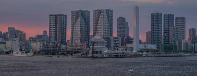 夕阳下的东京城市夜景