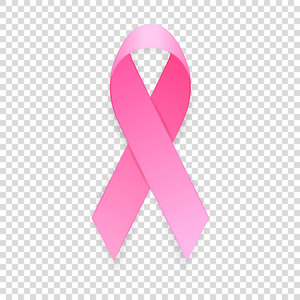 现实的粉红丝带图标特写上透明背景，乳腺癌癌症认识符号孤立。设计模板，股票的矢量图，eps10