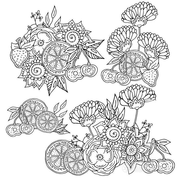 与抽象花着色书模式插画 正版商用图片0rukqg 摄图新视界 与抽象花着色书模式插画 正版商用图片0rukqg 摄图新视界