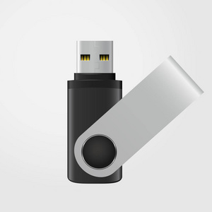 孤立在灰色的背景上的黑色和银色 Usb 棒