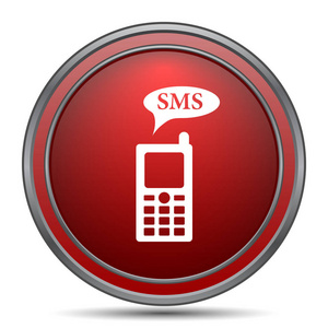 Sms 图标。白色背景上的互联网按钮