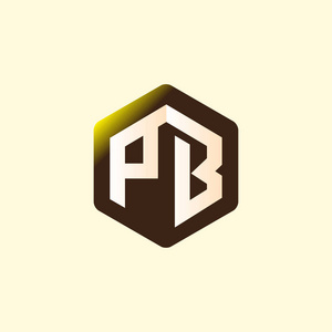 Pb 首字母六角标志向量
