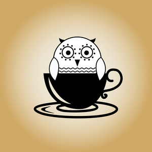猫头鹰 logo 咖啡矢量照片