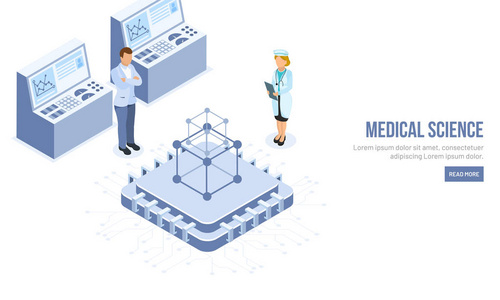 3d. 医用机械设备医生护士特点医学概念网站登陆页面设计