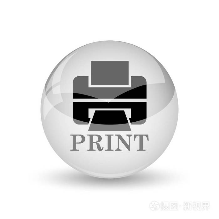 带有word 打印图标的打印机.白色背景上的互联网按钮