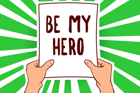 概念意义要求某人为他做一些英勇的行动男人拿着纸重要信息显绿射线