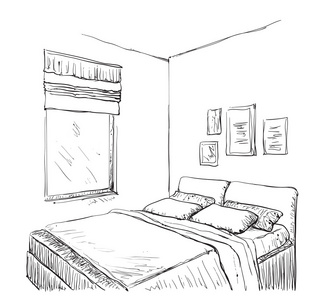 卧室现代室内素描