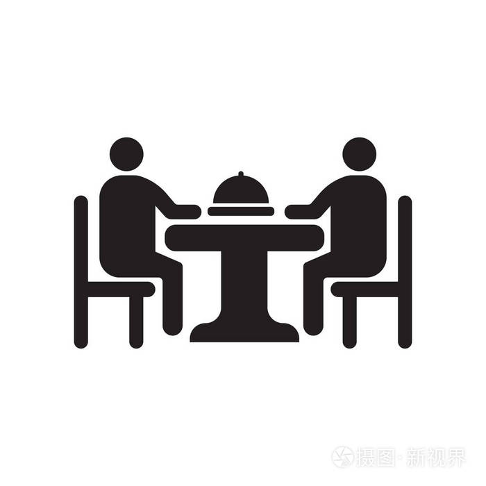 吃图标矢量符号和符号隔离在白色背景上, 吃徽标概念