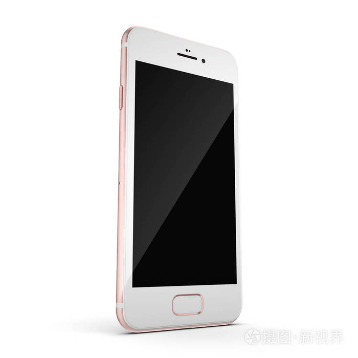 3d 呈现粉红色智能手机与孤立的白色背景上的黑色屏幕