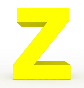 在白色3d 渲染上的字母 Z 3d 黄色隔离