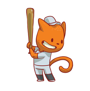 可爱的猫打棒球