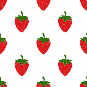 在白色背景上的红色草莓。水果壁纸。年份