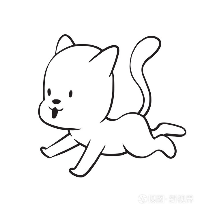 可爱的小猫单色风格