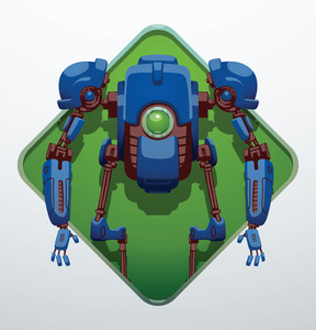 绿色钻石形框架有趣的蓝色机器人