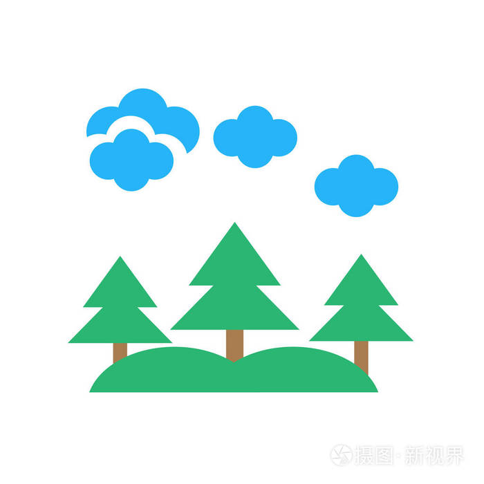 白色背景下的森林图标矢量符号与符号分离