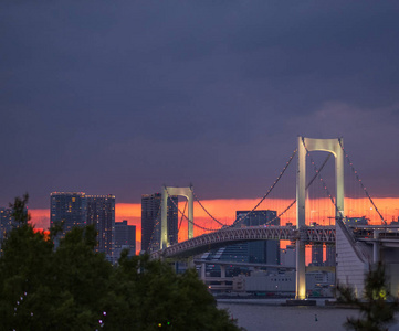 夕阳下的东京城市夜景