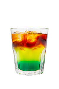 五彩, 三色, 鸡尾酒红色, 黄色, 橙色, 绿色, 渐变.侧面视图.