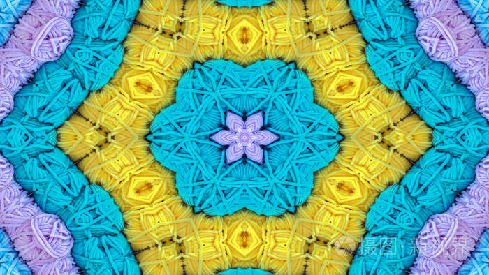 抽象多彩对称图案观赏装饰万花筒运动的几何圆和星形