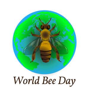 世界蜜蜂日。概念生态事件。5月20日。逼真的蜜蜂图画。地球