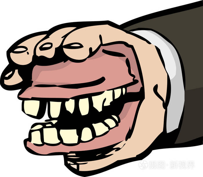 单不明手持假牙在白色背景下