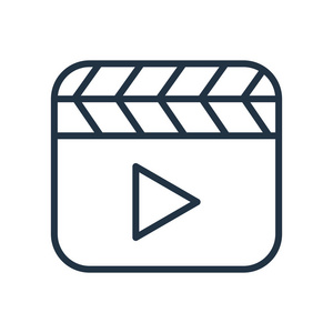 视频播放器图标矢量在白色背景下被隔离, 视频播放器透明符号照片