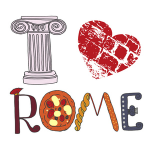 与罗马元素手绘可爱字母罗马数字2键入两个字母字母徽标标志标志符号