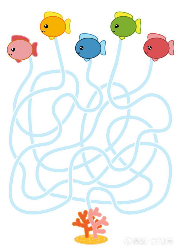 儿童迷宫游戏, 教育工作表.鱼类和珊瑚礁