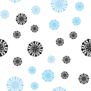淡蓝色矢量无缝覆盖与美丽的雪花。圣诞节风格的装饰设计模糊的雪。名片模板, 网站