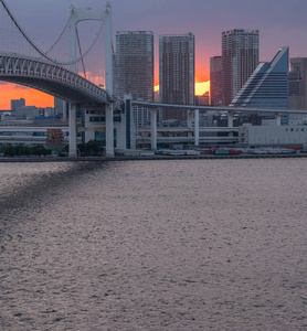 夕阳下的东京城市夜景