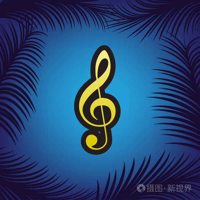 g 谱号.高音谱号.向量.金色图标