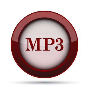 Mp3 图标。白色背景上的互联网按钮