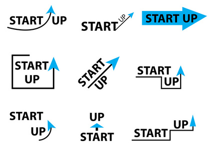 设置启动标志元素启动公司标志矢量插图