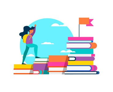 学生爬山图片-学生爬山素材-学生爬山插画-摄图新视界