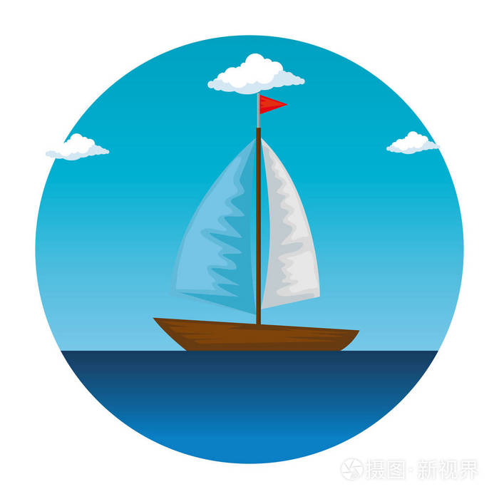 航海小船在海图标