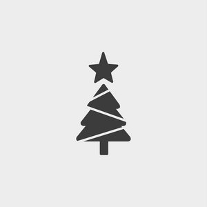 在平面设计中黑颜色的圣诞树图标。矢量图 eps10