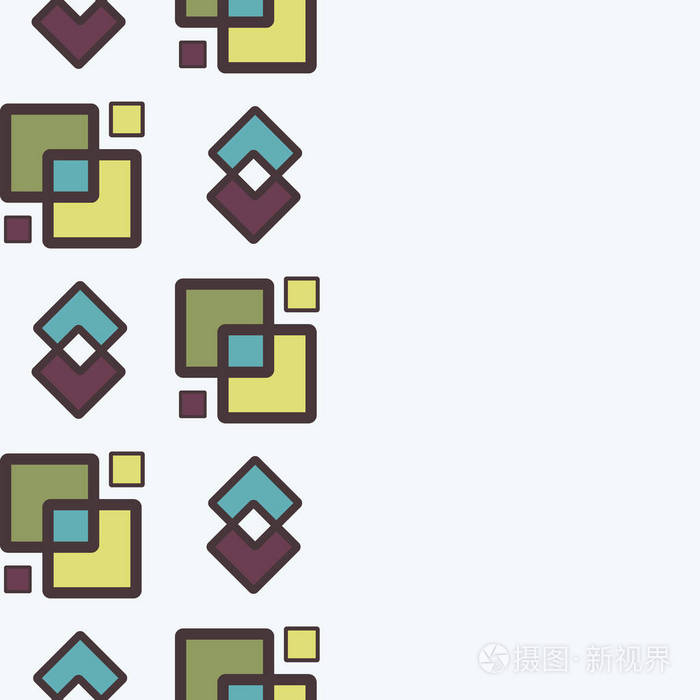 具有菱形无缝矢量背景的正方形抽象几何图案